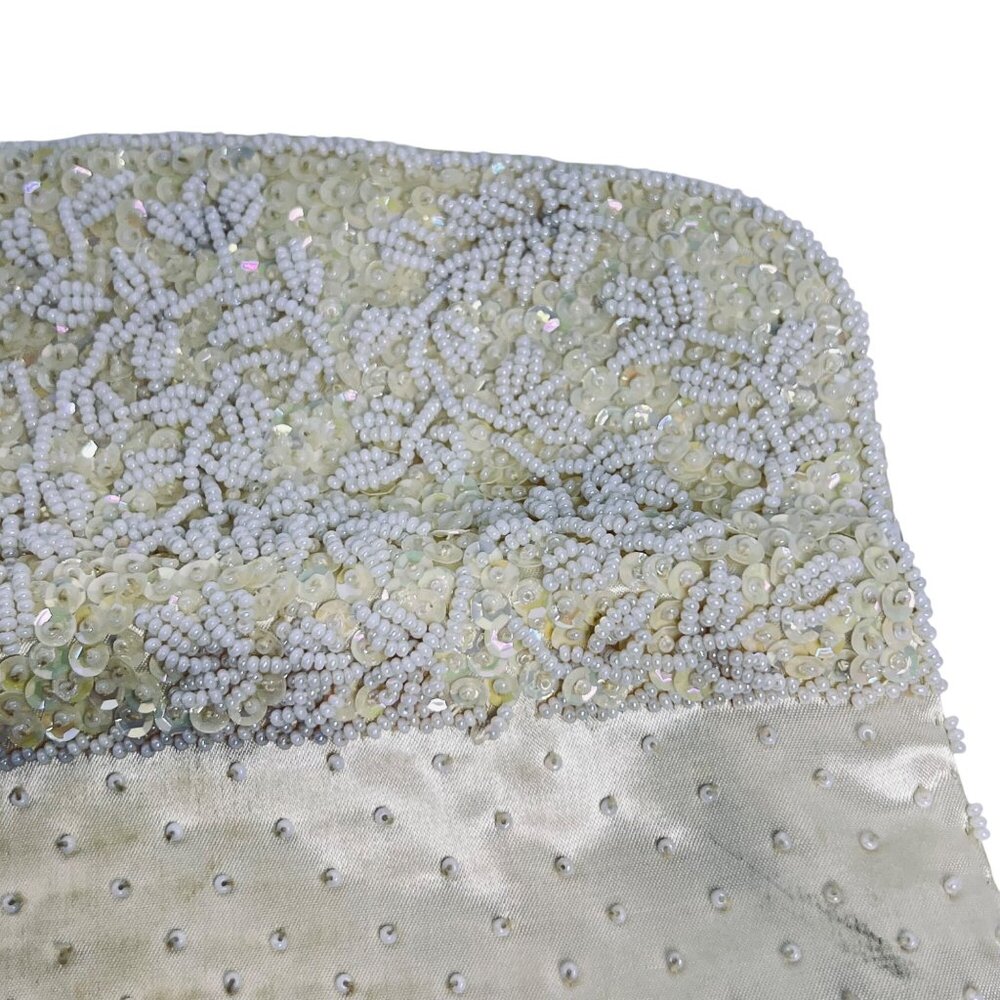 La Regale Ltd Ivory Beaded & Sequined Evening Bag Made In Hong Kong (5907) - Picture 12 of 15